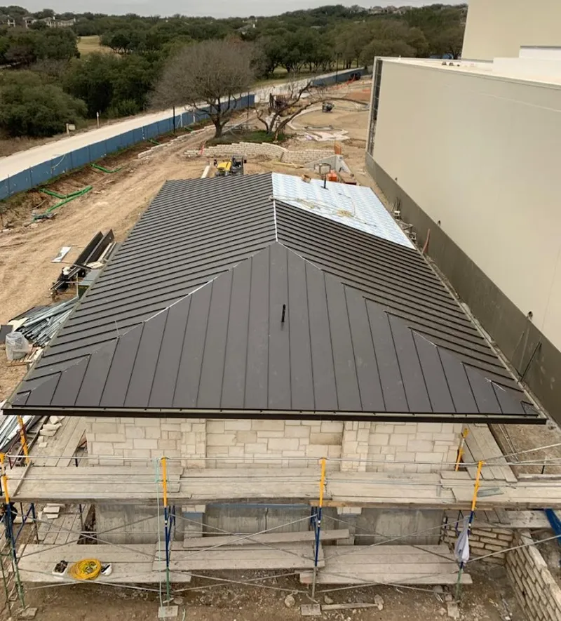 Metal roof new construction with scaffolding in Brevard
